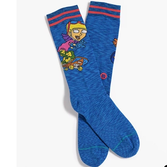 NWT Reggie & Otto Rocket Power Stance Blue Crew Socks - Picture 2 of 8